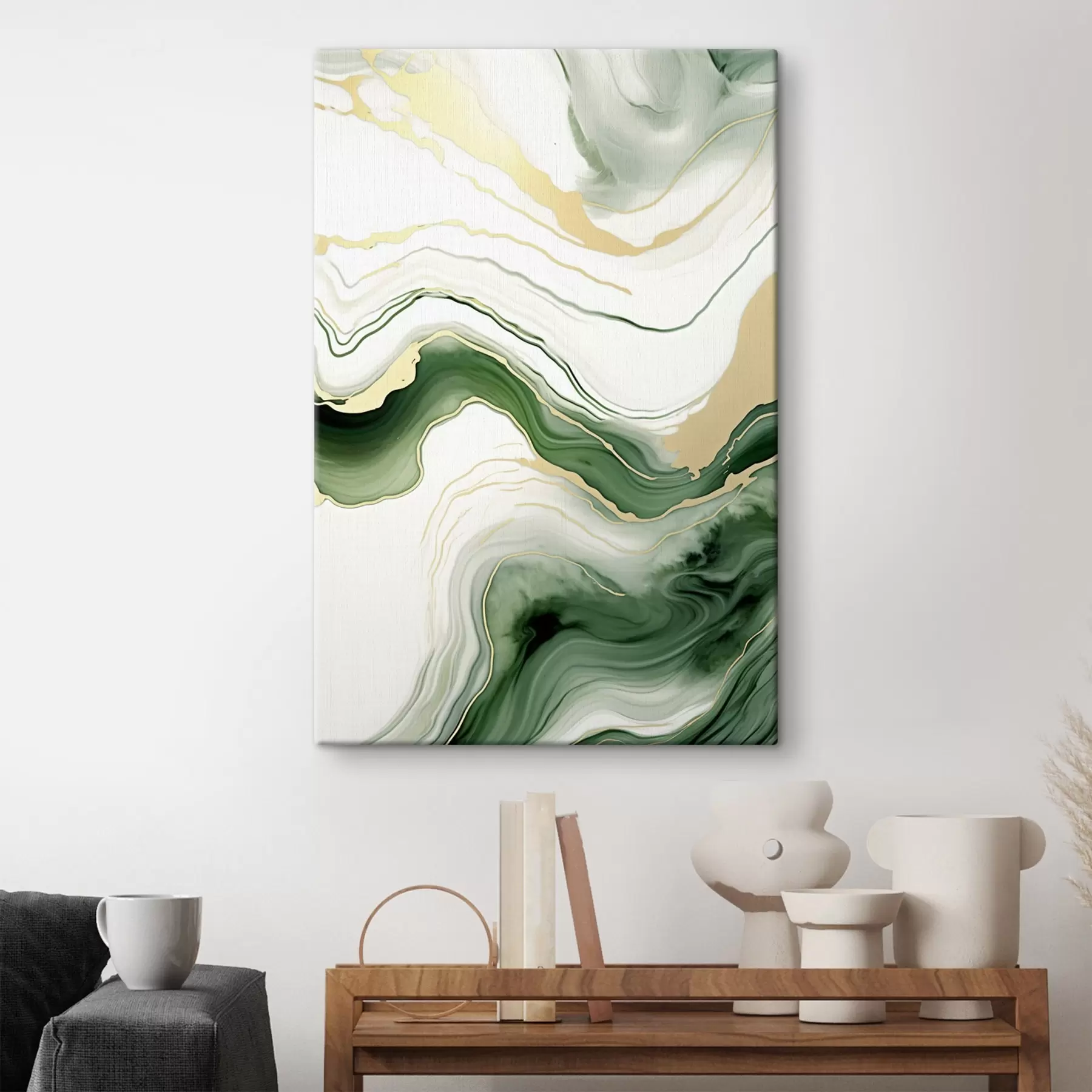 murales de pared Motivos de mármol verde claro y naranja s45696