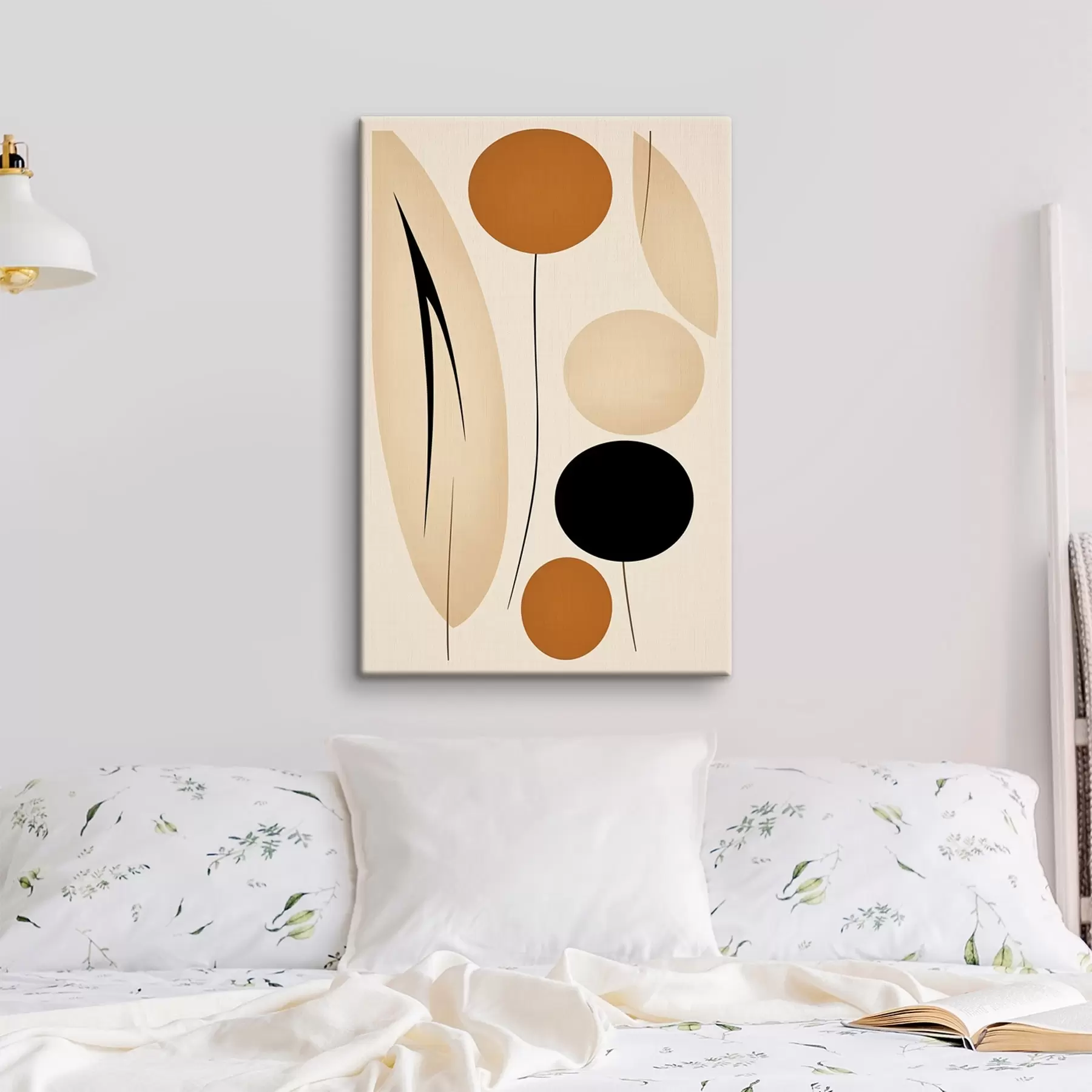 murales de pared Composición abstracta con círculos negros y naranjas s45700