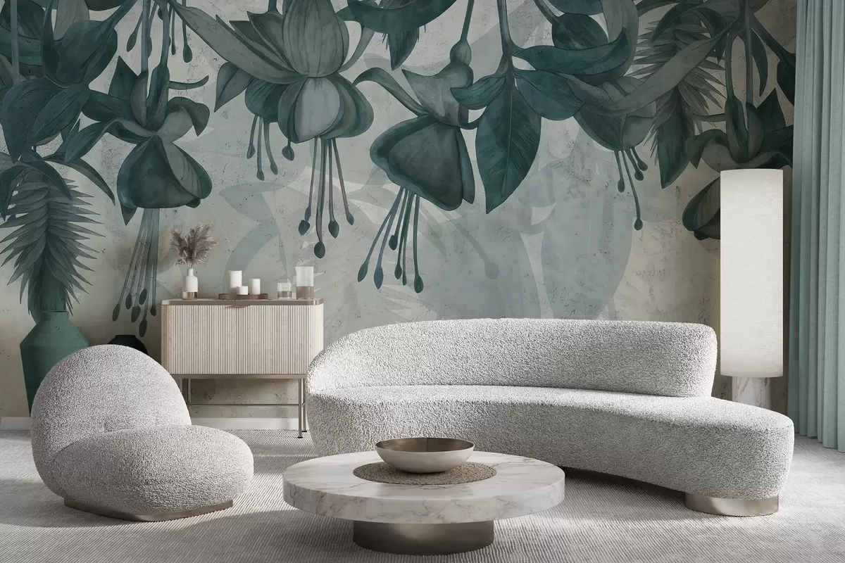 murales de pared Flores colgantes de estilo grunge w04472v1