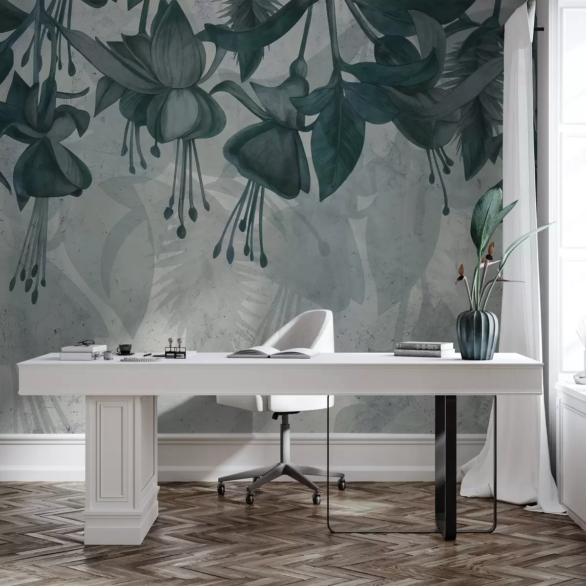 murales de pared Flores colgantes de estilo grunge w04472v1