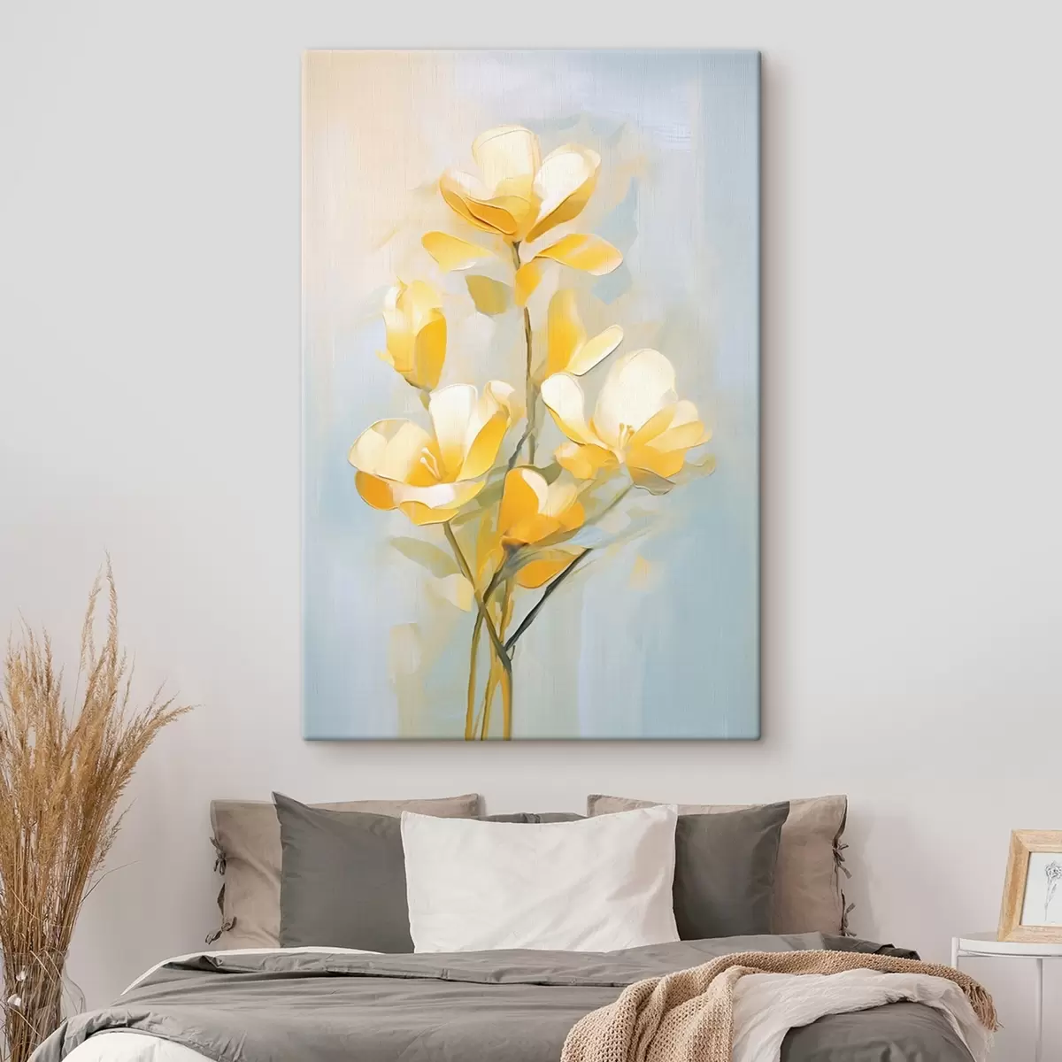 murales de pared Delicadas flores amarillas al óleo s45651