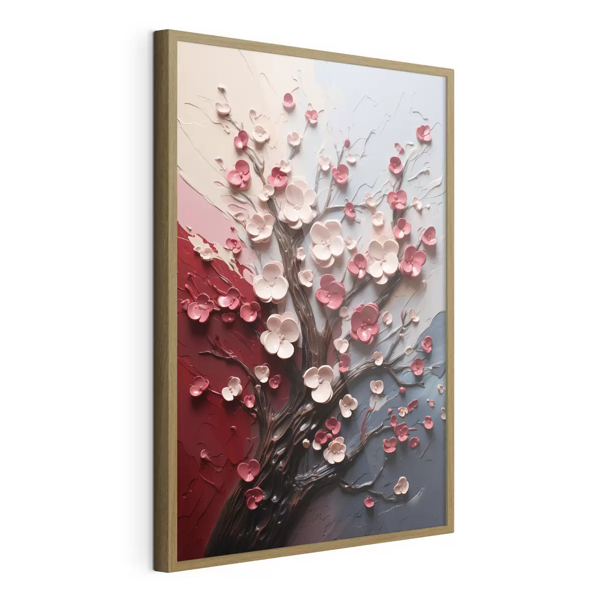 Poster Sakura volumétrica en estilo de pintura texturizada f45650