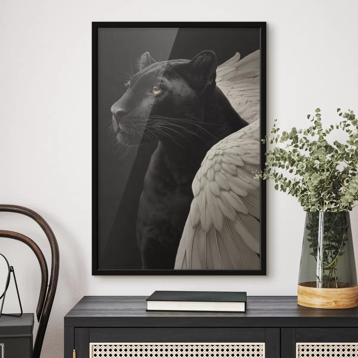 Poster Pantera negra con alas en estilo fantasía f45653