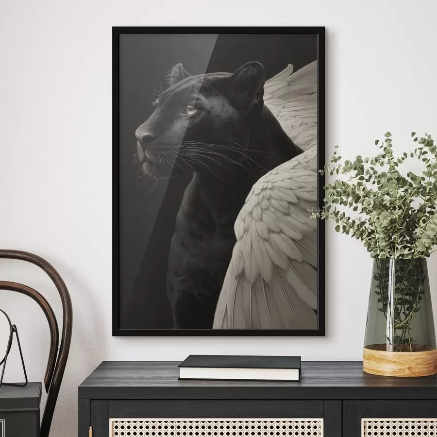 murales de pared Pantera negra con alas en estilo fantasía f45653