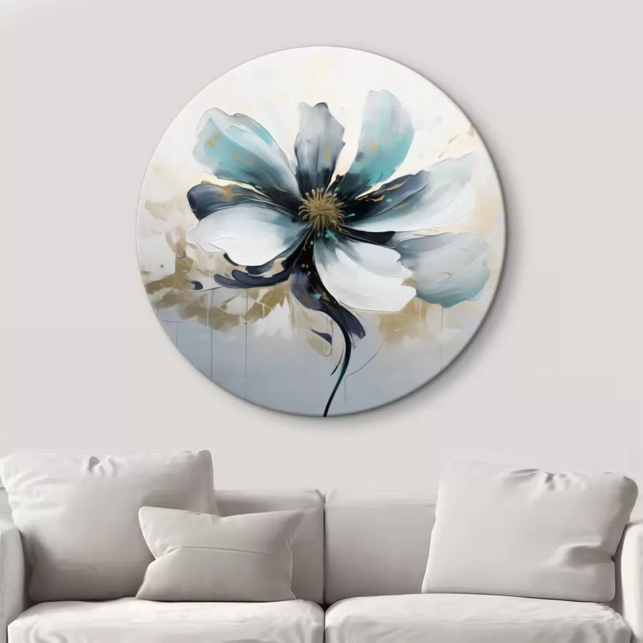 murales de pared Flor turquesa al óleo r45641