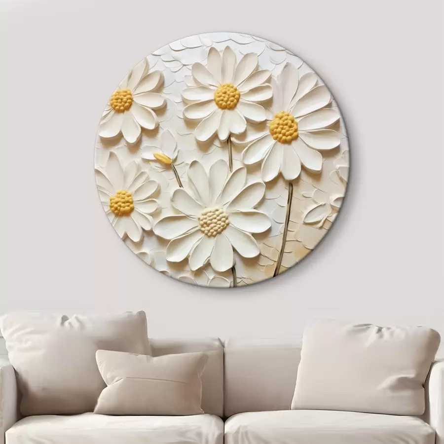 murales de pared Margaritas en estilo impasto: pétalos blancos r45647