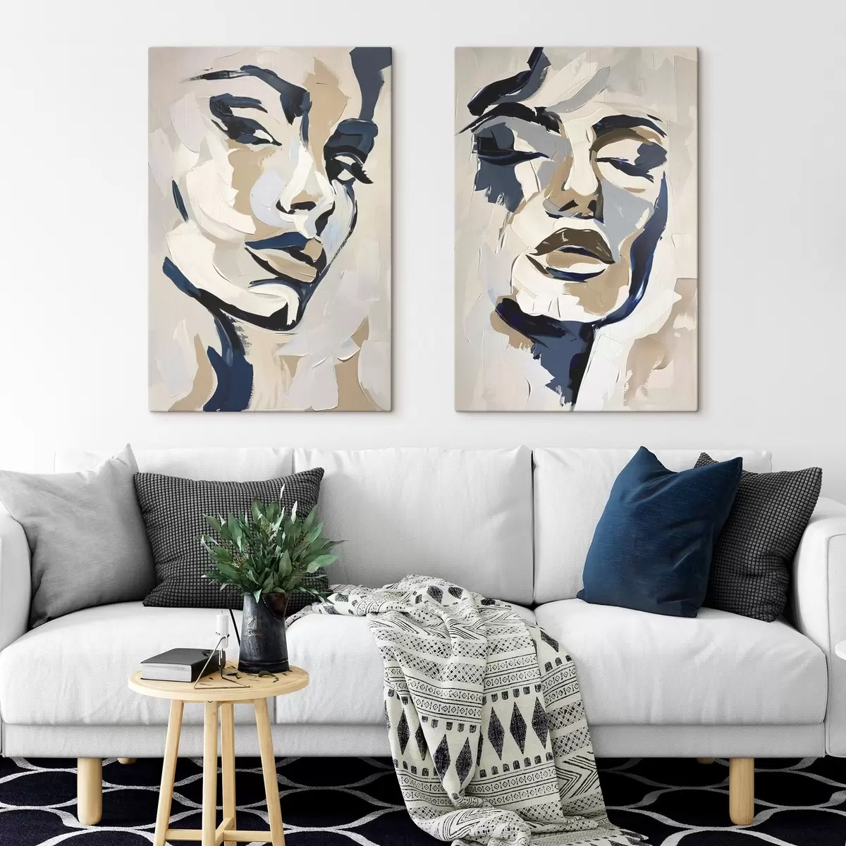 murales de pared Rostros abstractos de mujeres con pinceladas imitativas m00713