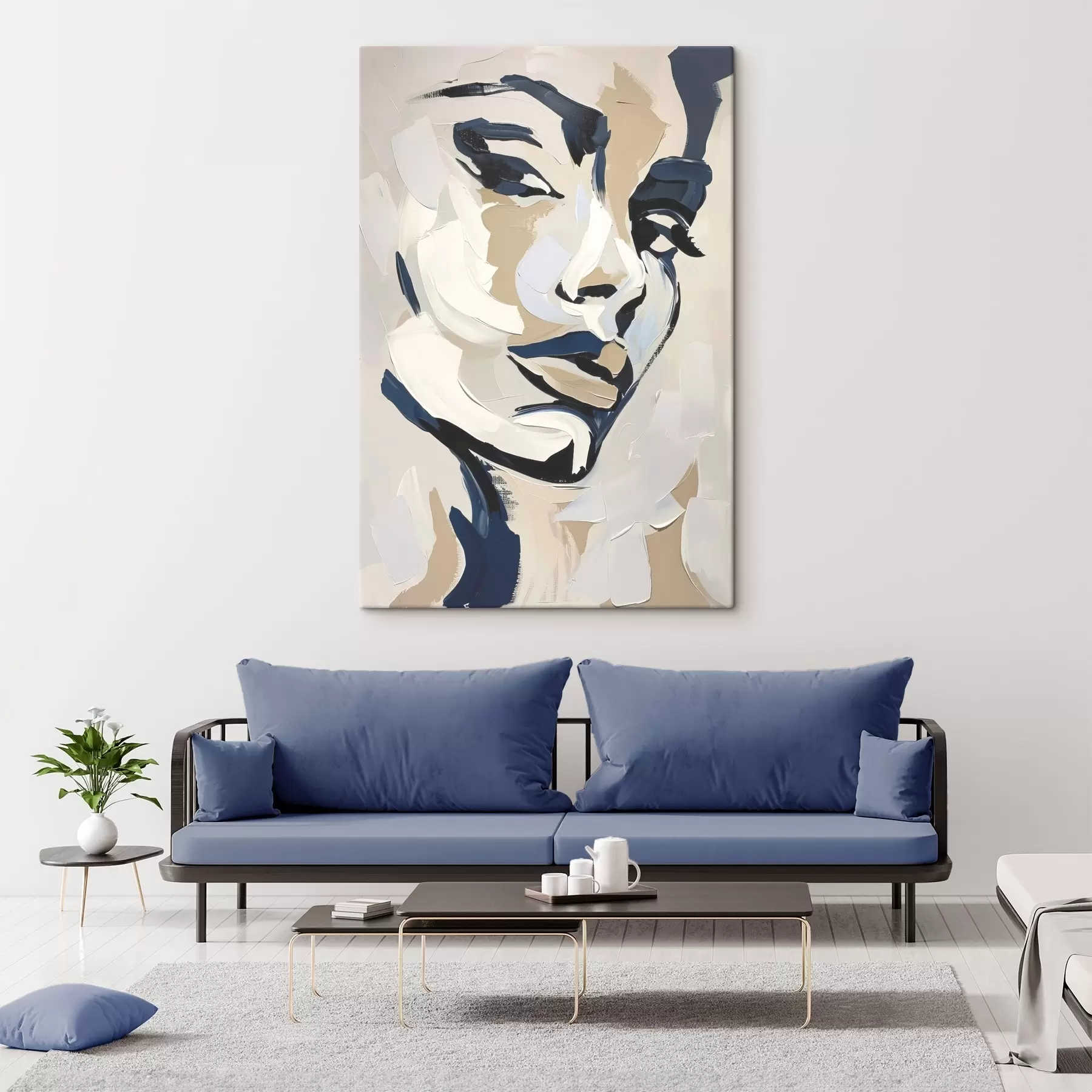 murales de pared Retrato abstracto de una mujer con pinceladas imitadas s45593