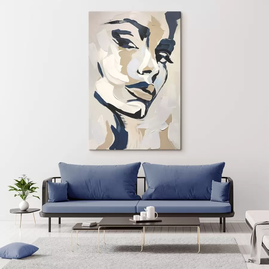 murales de pared Retrato abstracto de una mujer con pinceladas imitadas s45593