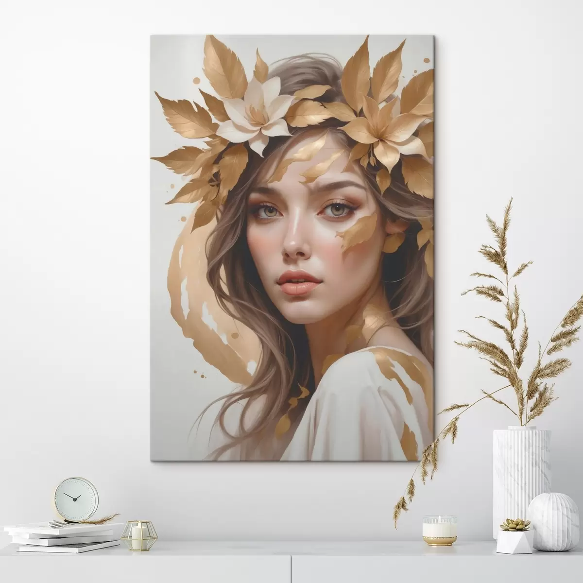 murales de pared Una mujer con hojas en el pelo s45748