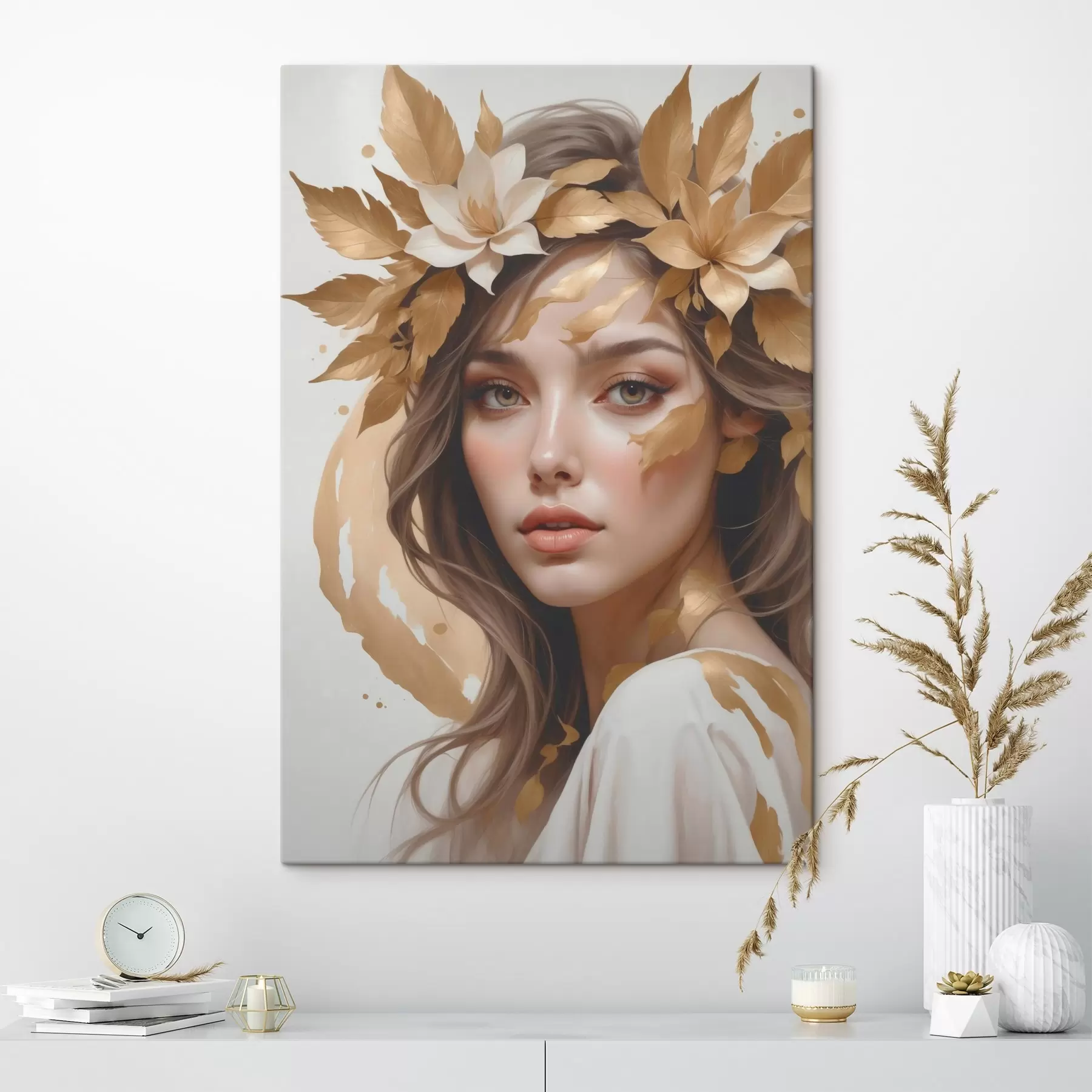 murales de pared Una mujer con hojas en el pelo s45748