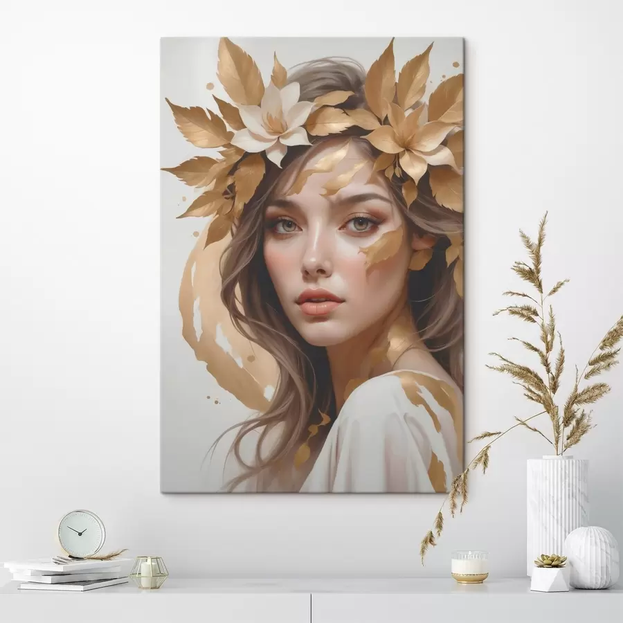 murales de pared Una mujer con hojas en el pelo s45748