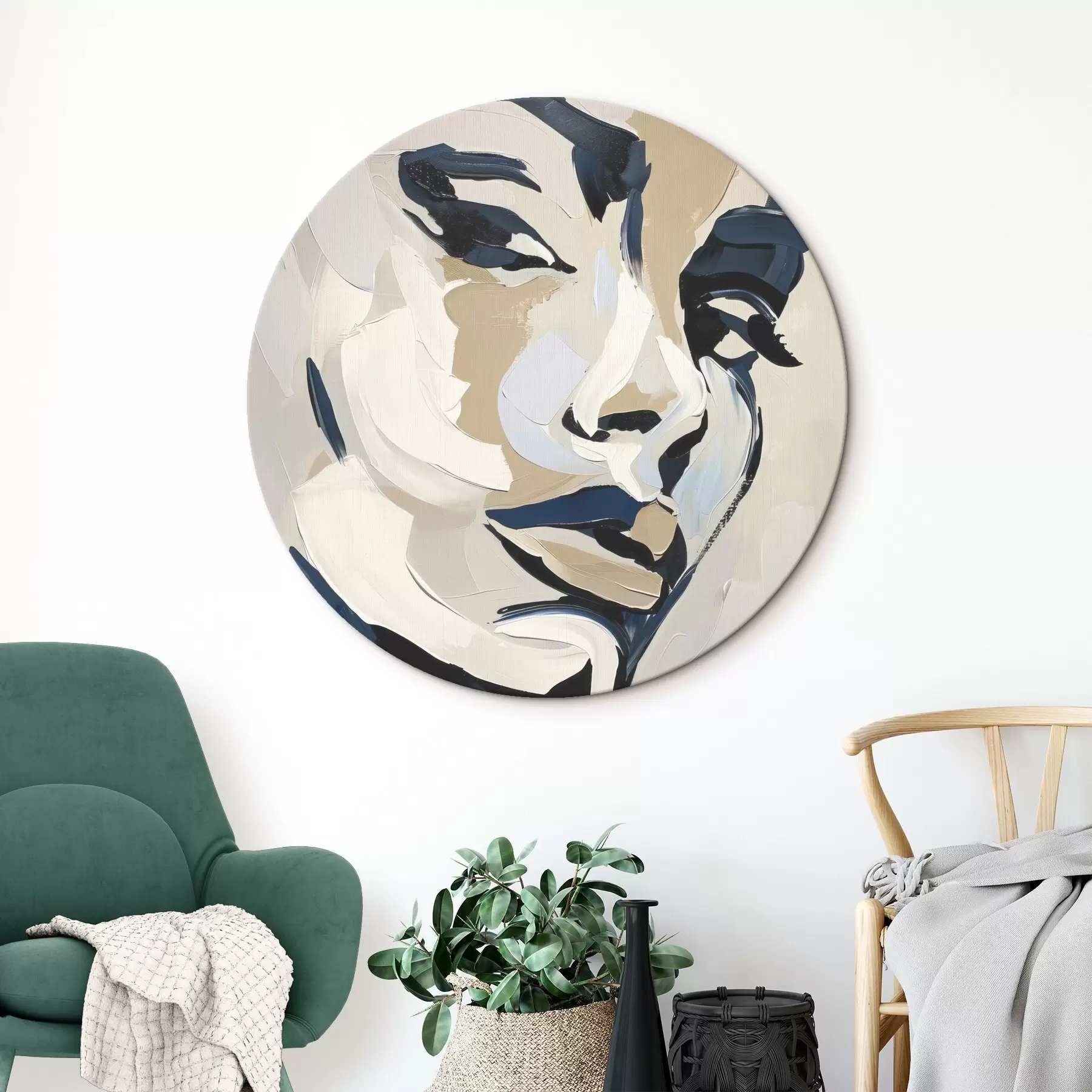 murales de pared Retrato abstracto de una mujer con pinceladas imitadas r45593