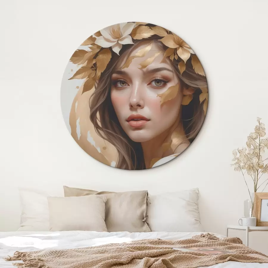 murales de pared Una mujer con hojas en el pelo r45748