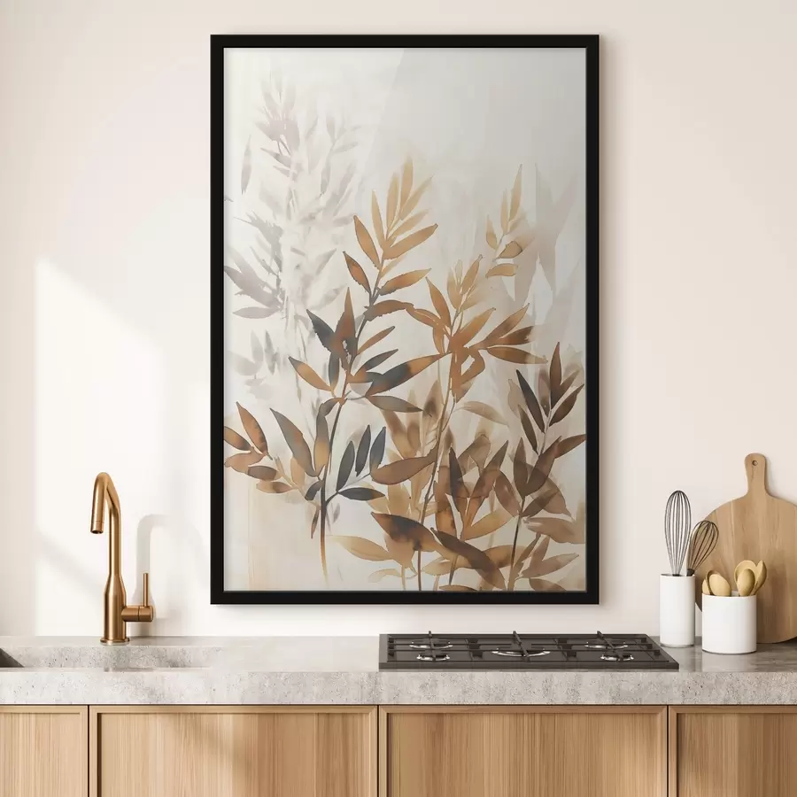 murales de pared Delicadas ramas de hojas f45752