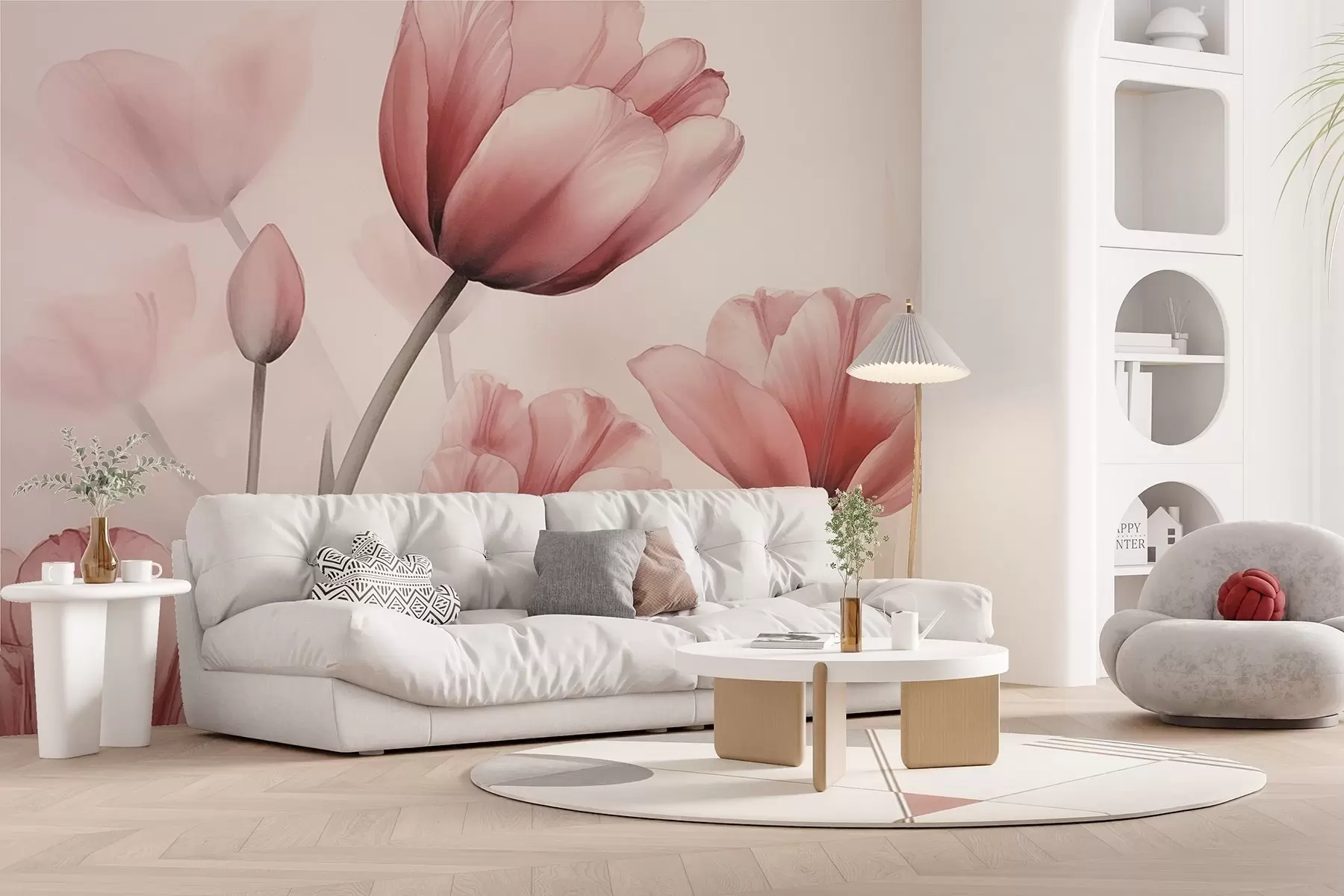 murales de pared Tulipanes con efecto quemado y textura w04519