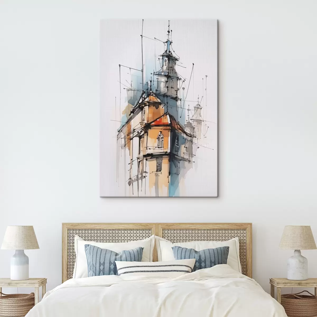 murales de pared Boceto de imitación de casas y acuarela s45765