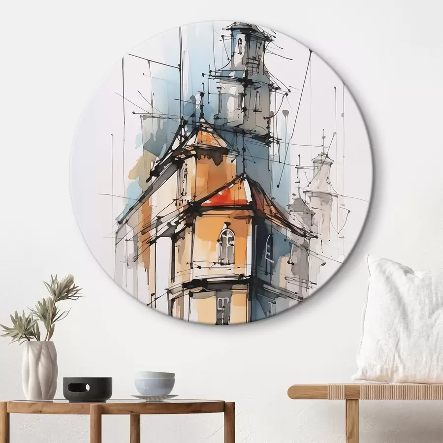 murales de pared Boceto de imitación de casas y acuarela r45765