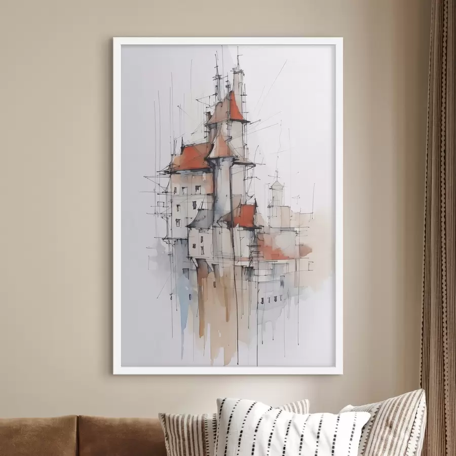 murales de pared Boceto de imitación de casas y acuarela f45764