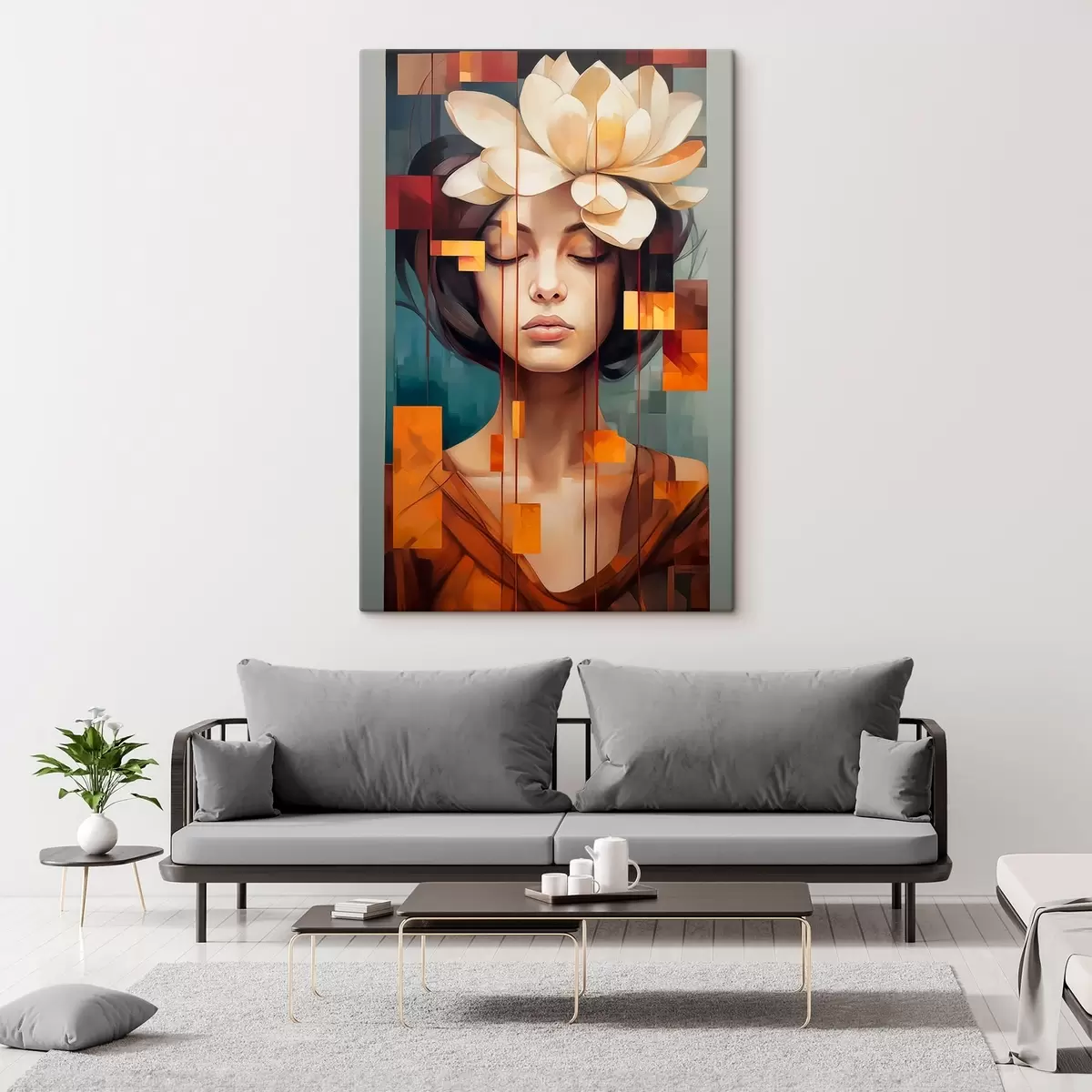 murales de pared Mujer con una flor s45796