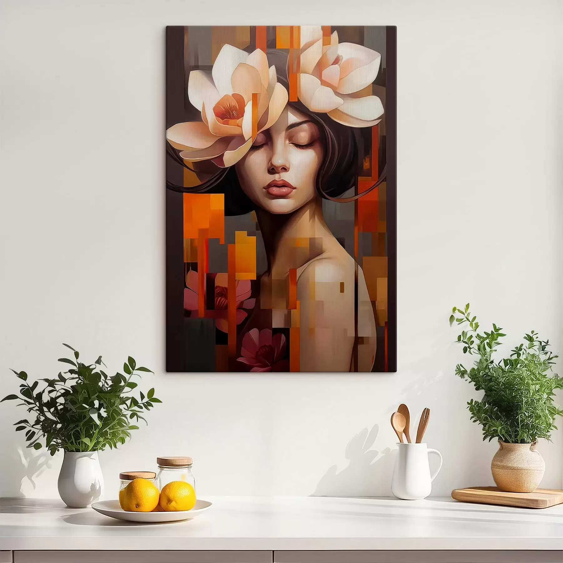 murales de pared Mujer con una flor s45797