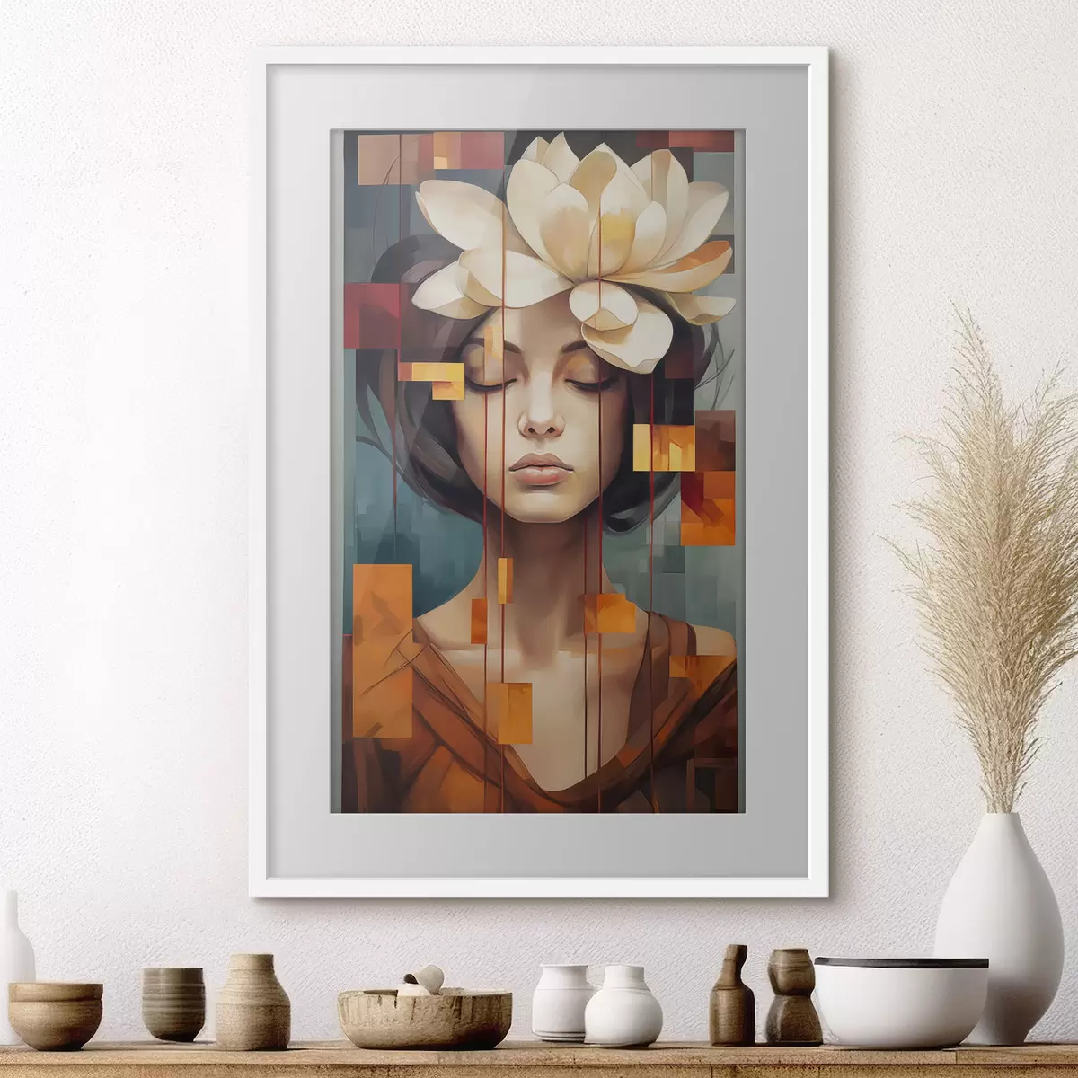 Poster Mujer con una flor f45796