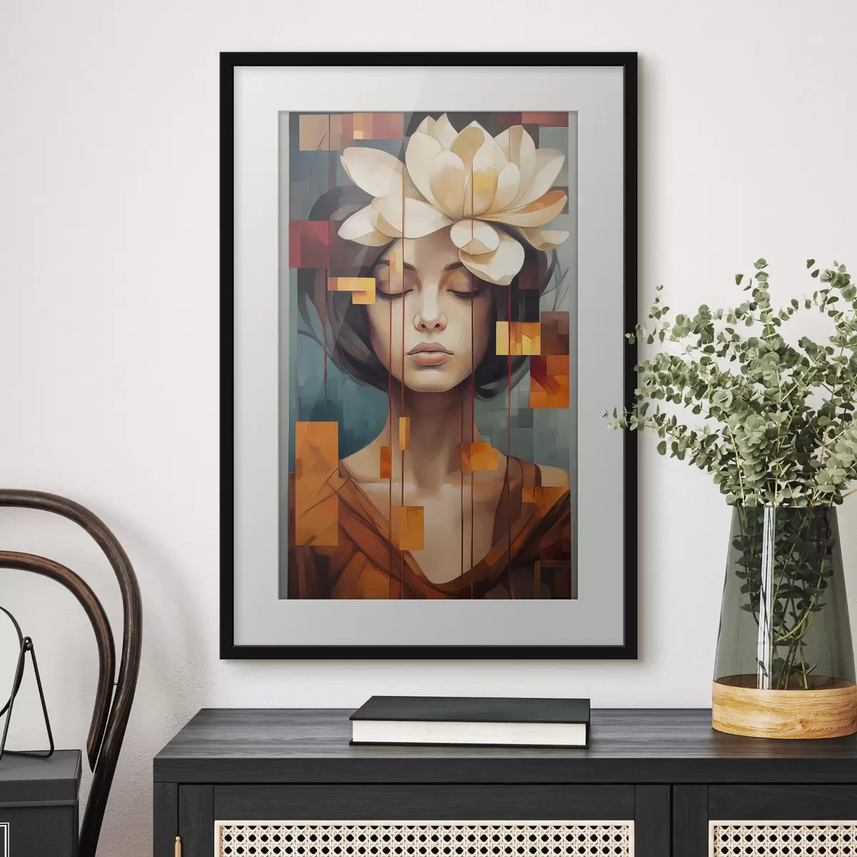 Poster Mujer con una flor f45796