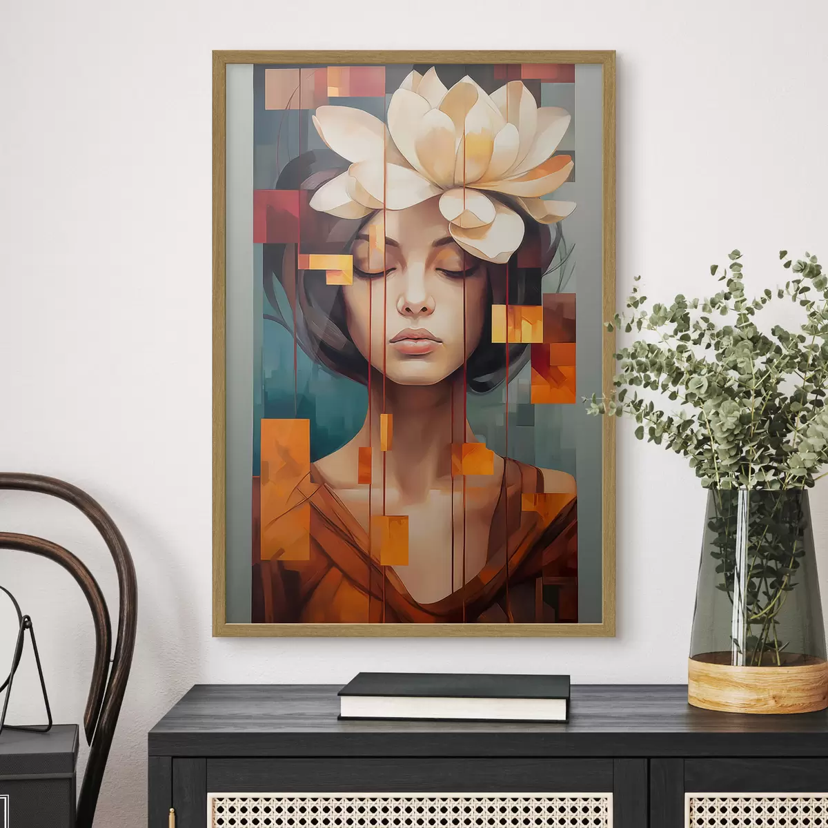 Poster Mujer con una flor f45796