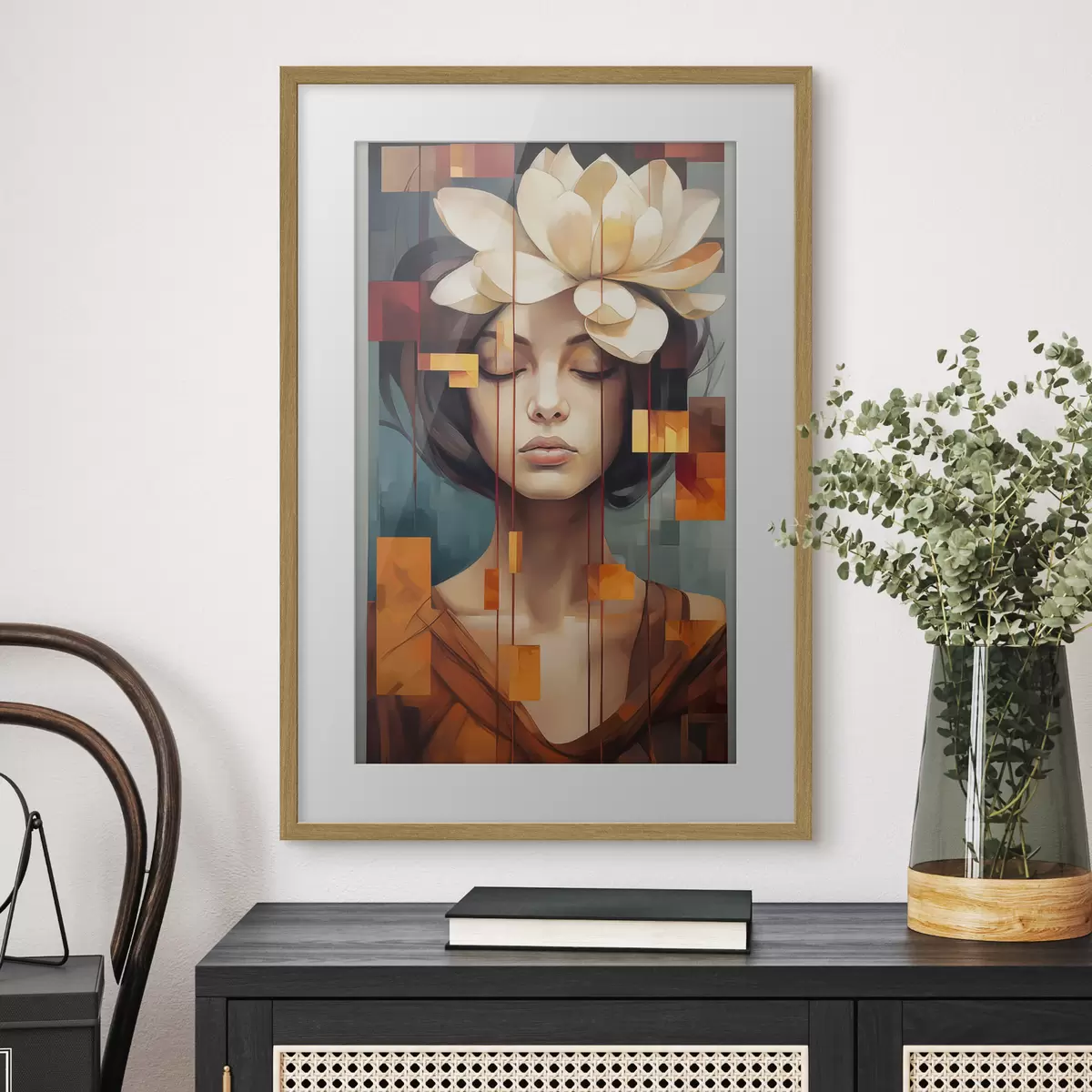 Poster Mujer con una flor f45796
