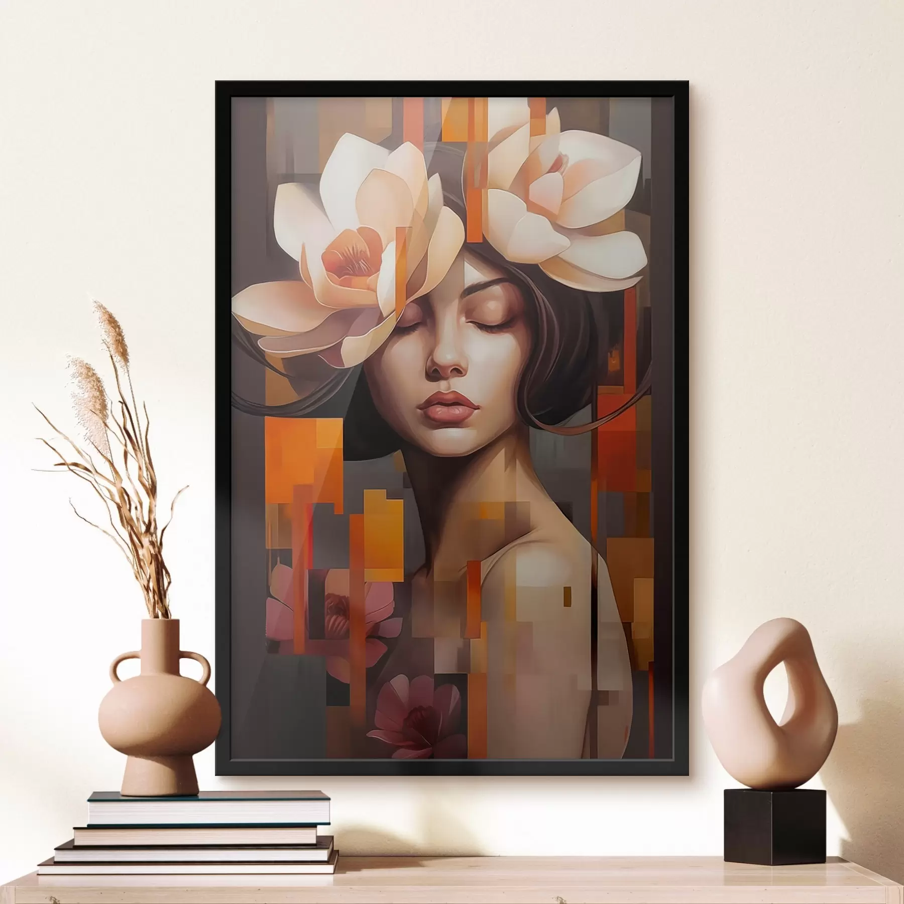 murales de pared Mujer con una flor f45797