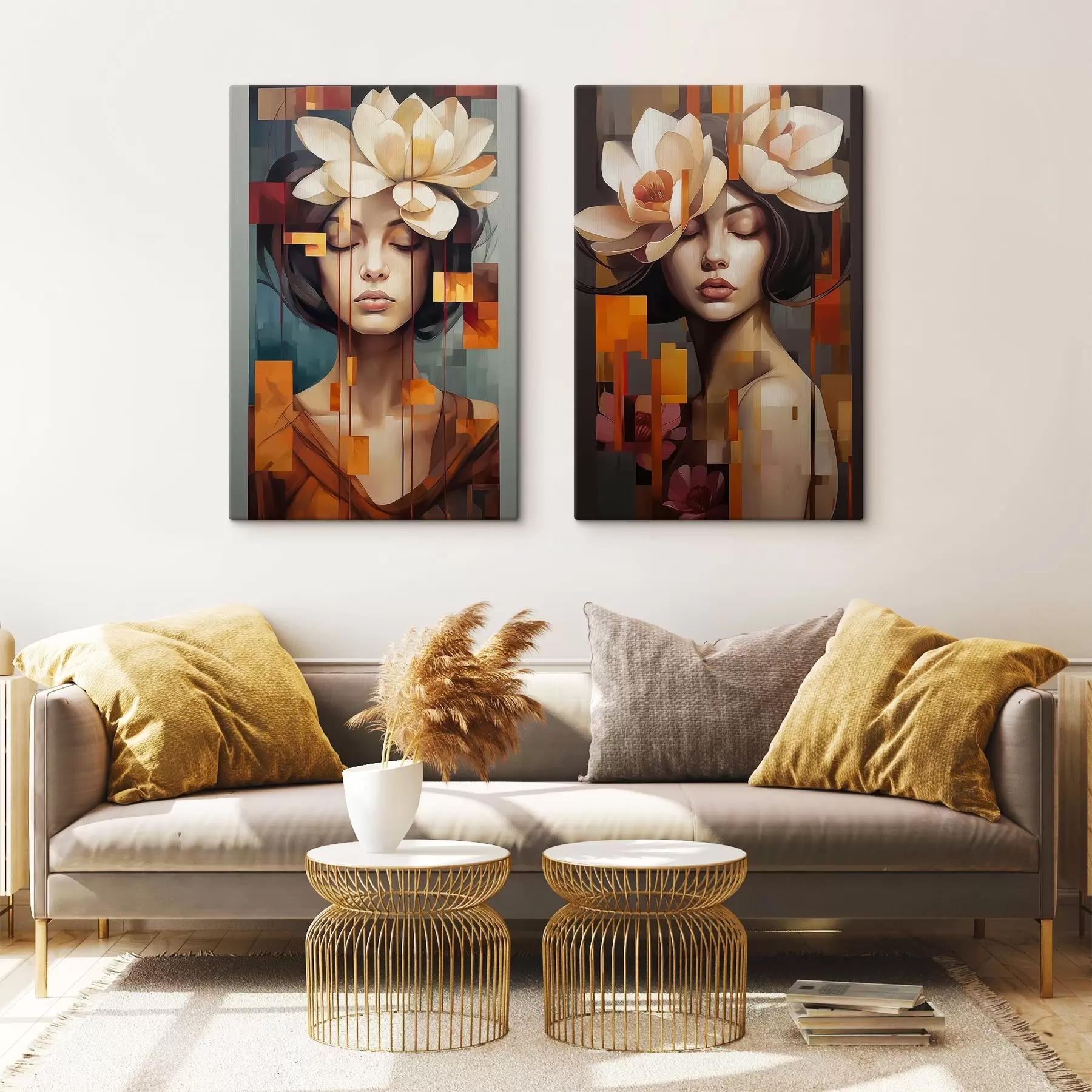 murales de pared Mujer con flores m00734