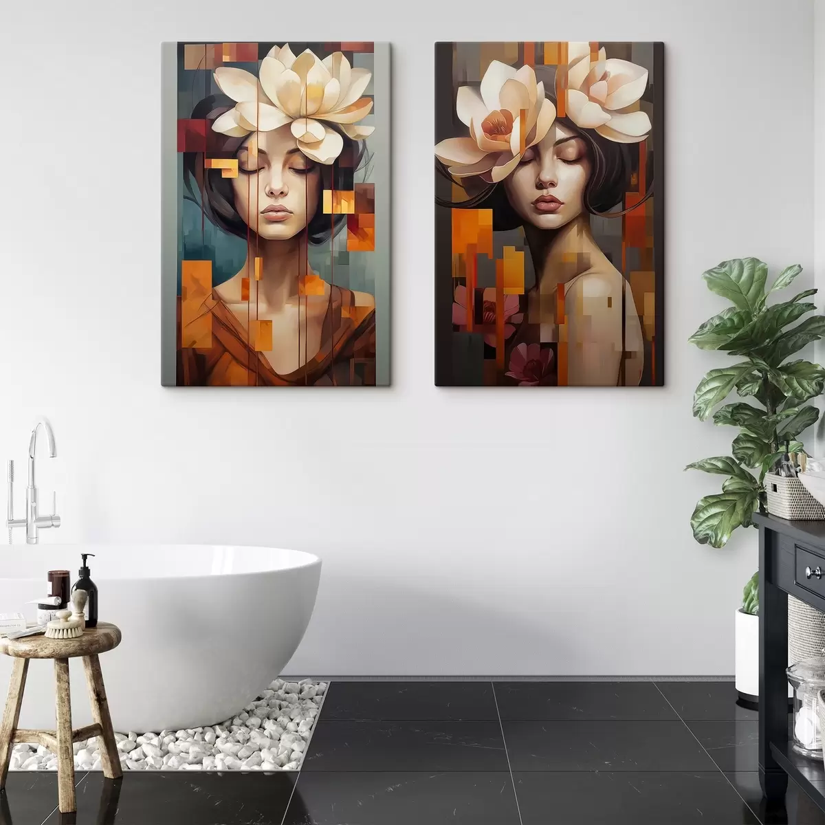 murales de pared Mujer con flores m00734