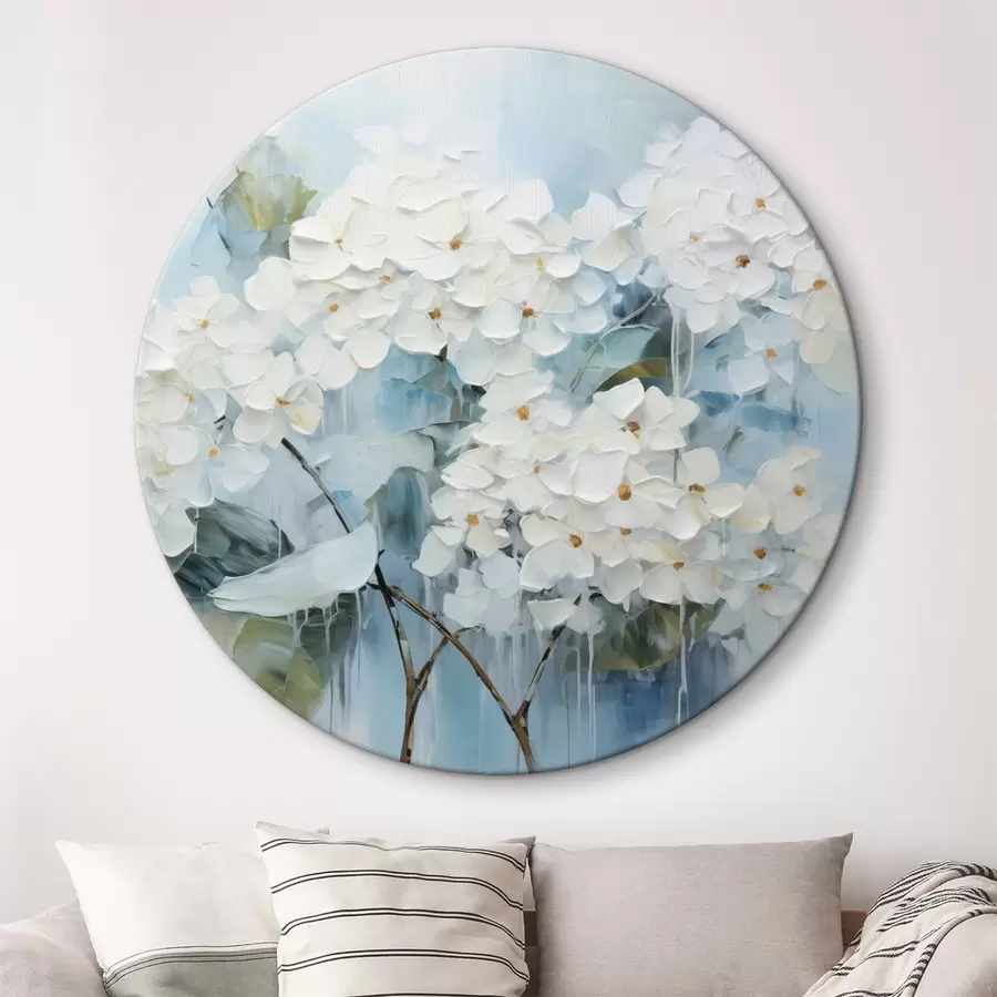 murales de pared Hortensias blancas en flor al óleo r45051
