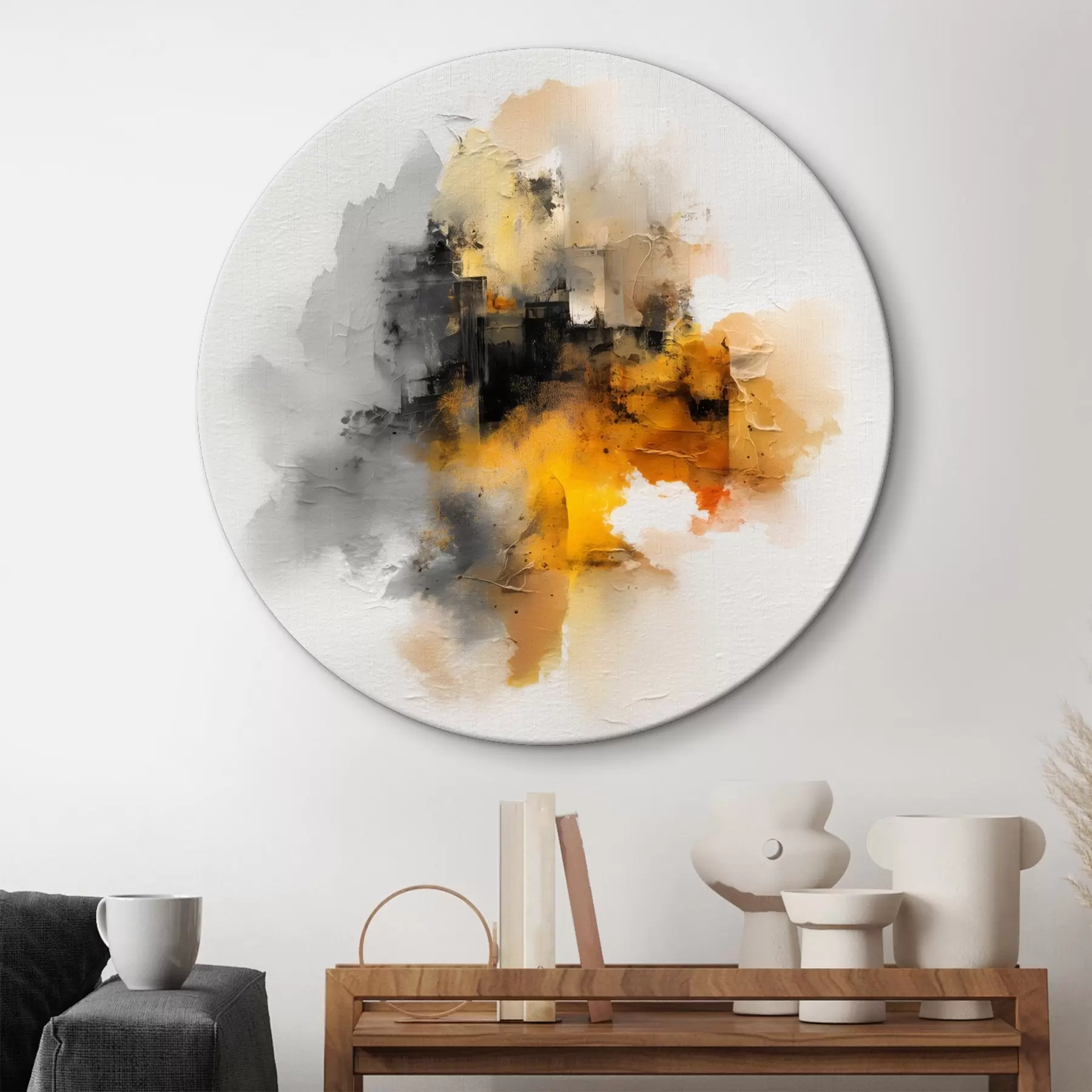 murales de pared Composición abstracta en tonos naranjas y grises con textura r45238