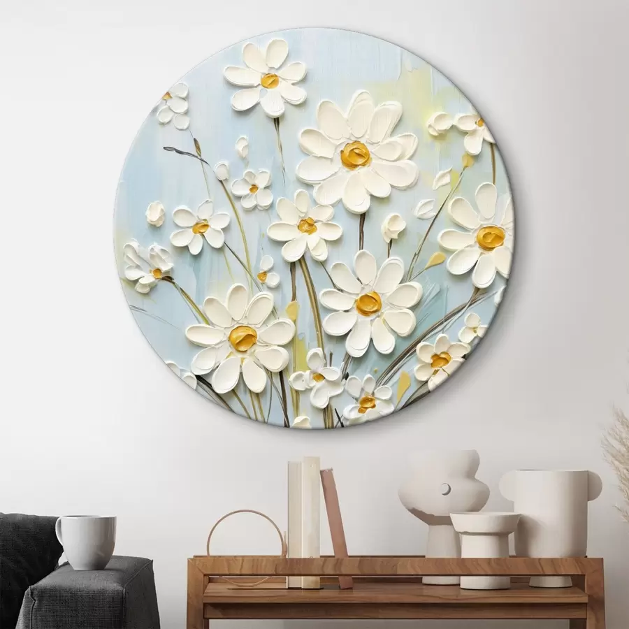 murales de pared Margaritas texturizadas: arte impasto con pinceladas expresivas r45266