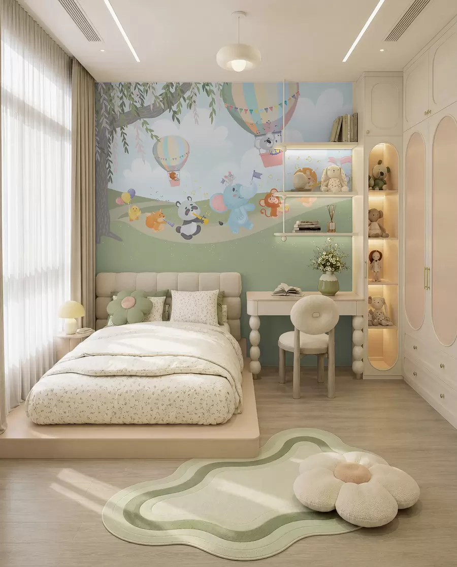 murales de pared Paisaje con animales tocando instrumentos musicales w04200