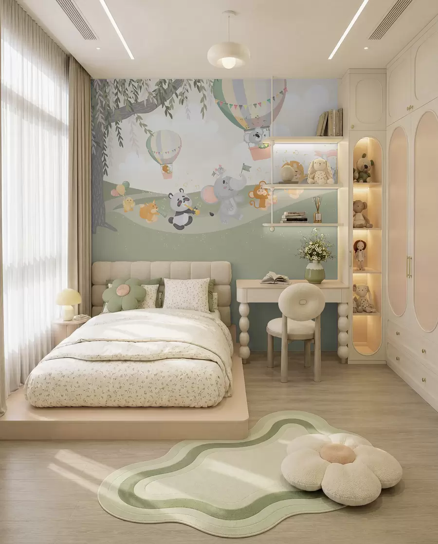 murales de pared Paisaje con animales tocando instrumentos musicales w04200v1