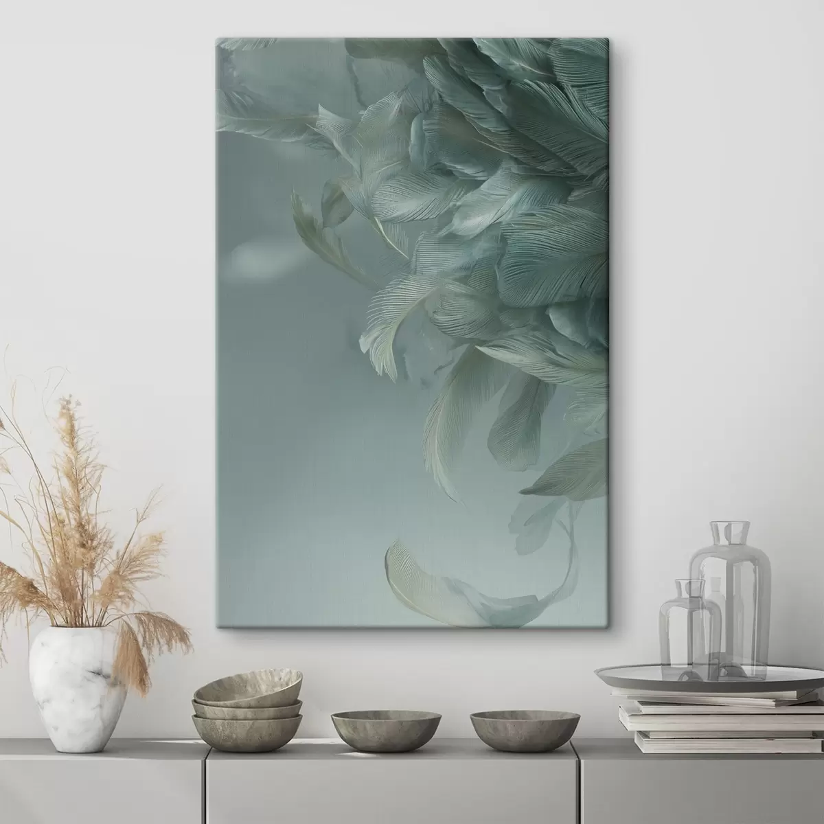 murales de pared plumas en colores marinos s45708