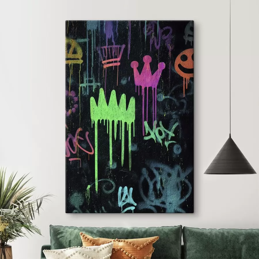 murales de pared graffiti urbano brillante sobre fondo oscuro s45718