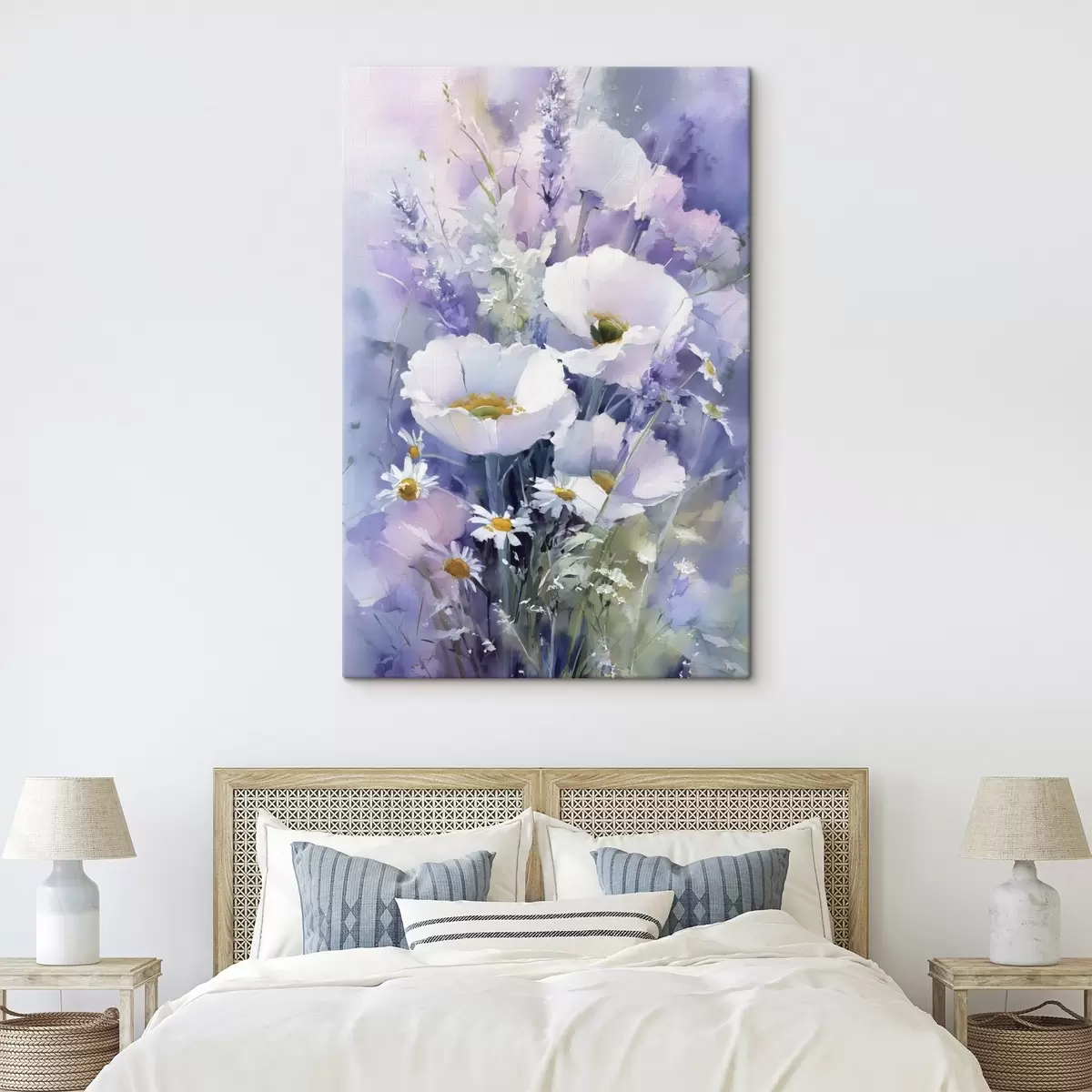 murales de pared ramo de acuarelas en tonos lila y blanco s45720