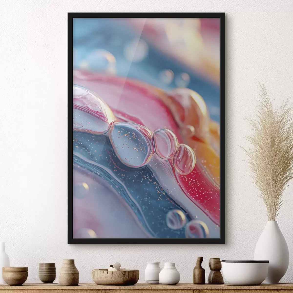 Poster ondas multicolores con burbujas f45705