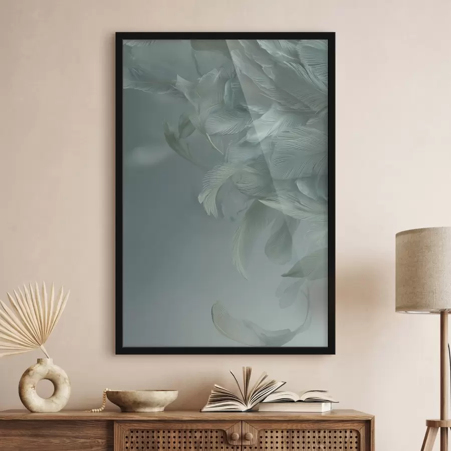 murales de pared plumas en colores marinos f45708