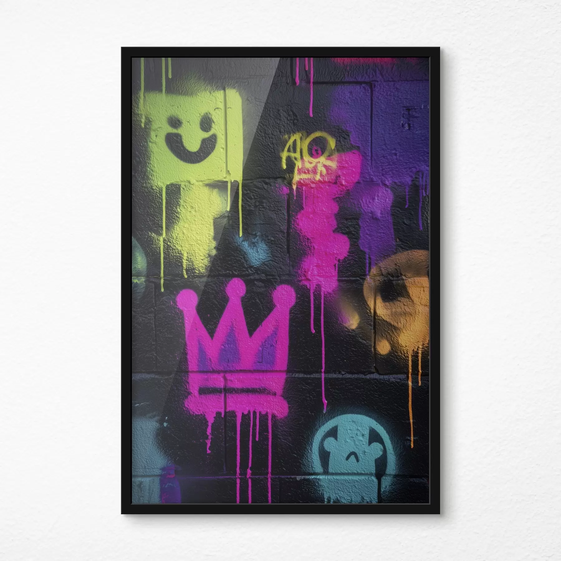 murales de pared graffiti urbano brillante sobre fondo oscuro f45717