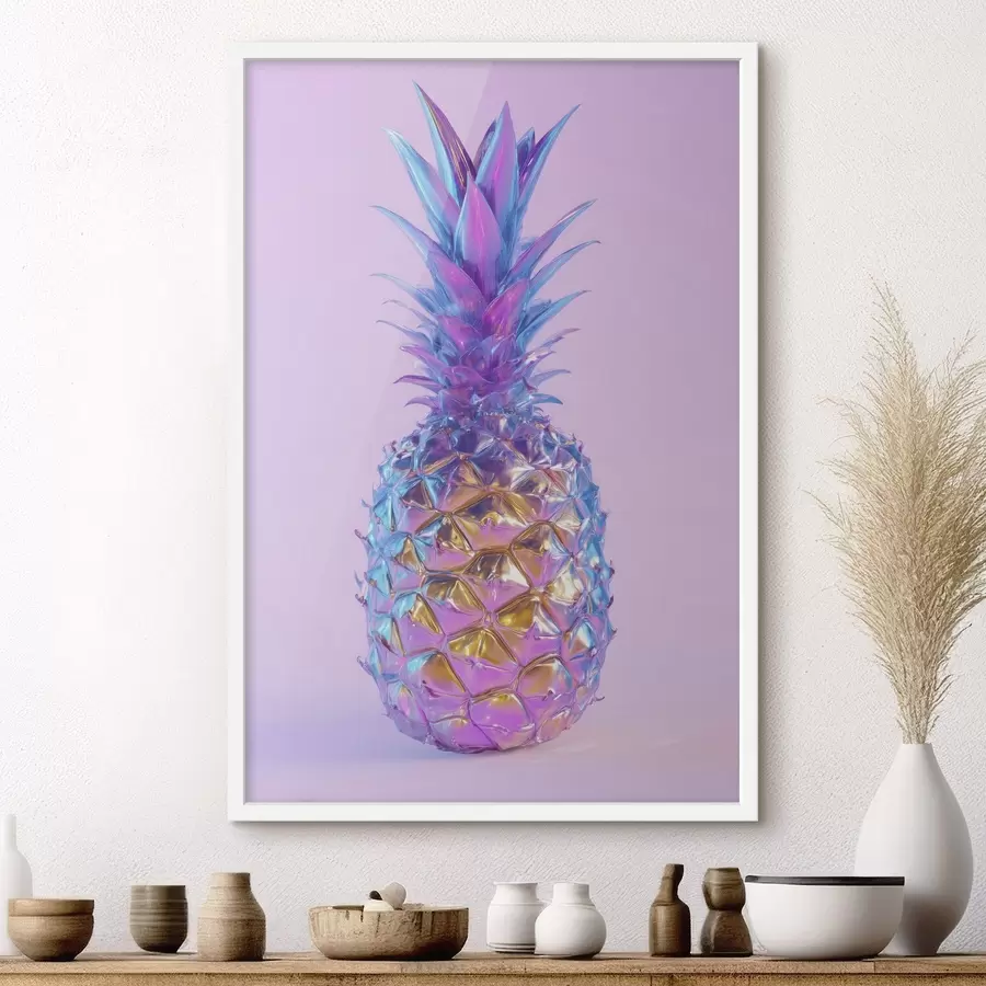 murales de pared piña brillante y lustrosa al estilo pop art f45727