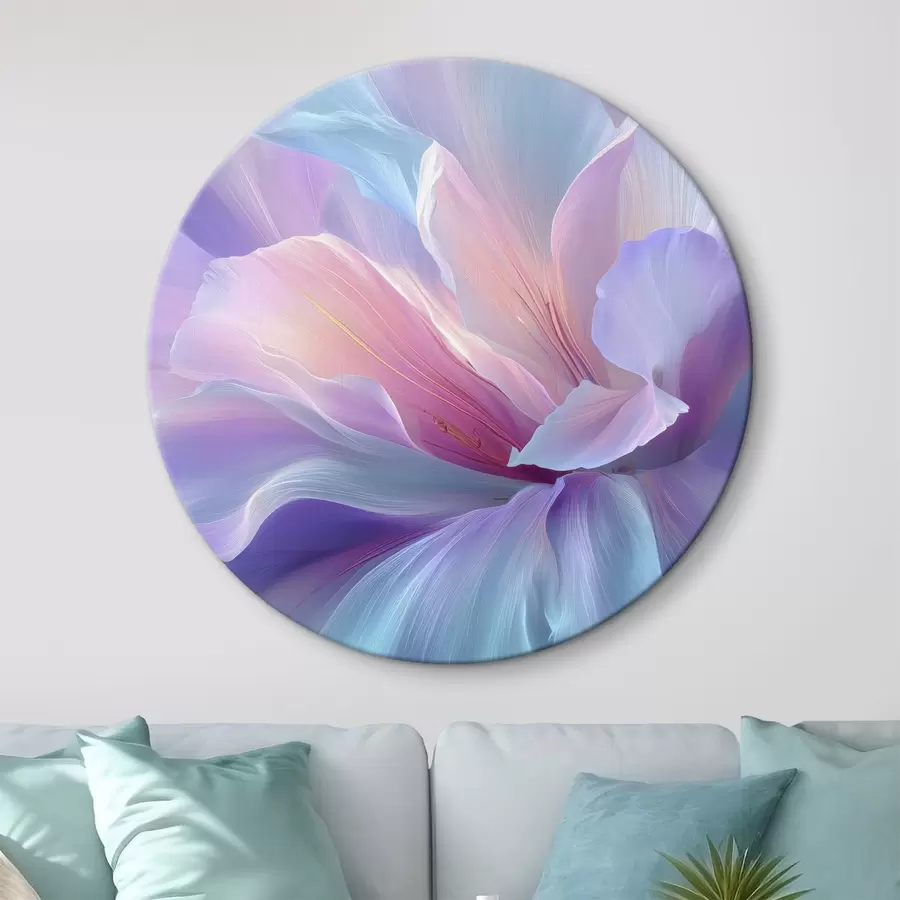 murales de pared una delicada flor fantástica con pétalos en tonos morados, azules y rosados r45710