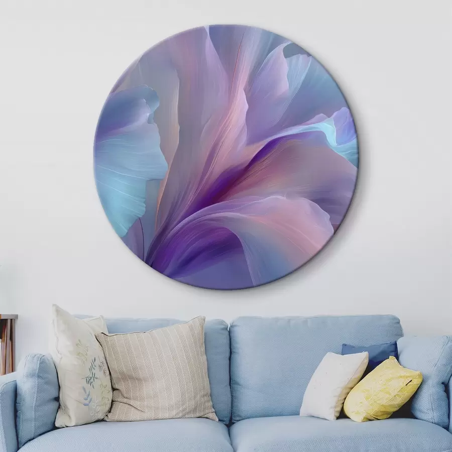 murales de pared una delicada flor fantástica con pétalos en tonos morados, azules y rosados r45711