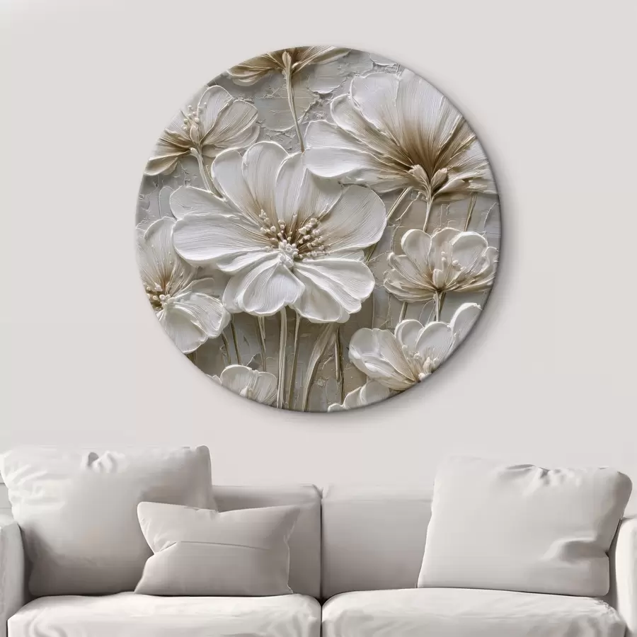 murales de pared flores de crema con estilo impasto imitado r45712