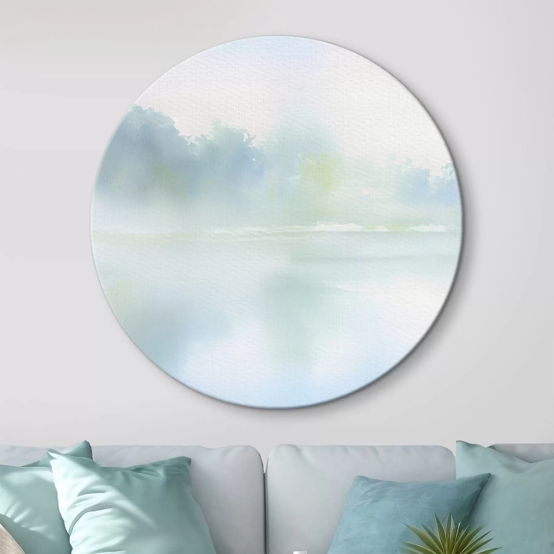 murales de pared lago acuarela en tonos azules r45714