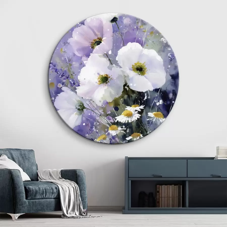 murales de pared ramo de acuarelas en tonos lila y blanco r45719