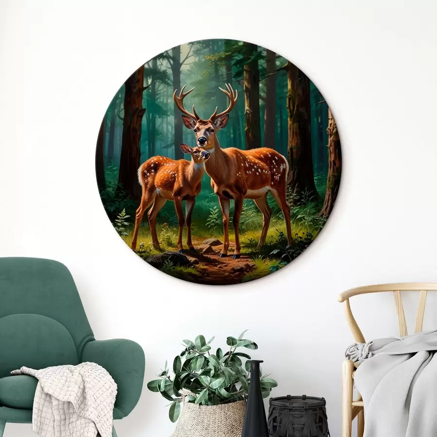 murales de pared ciervo con cervatillo en el bosque r45732